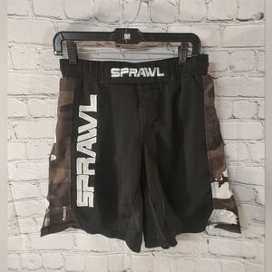 Sprawl MMA fusion S Mens Black Camo Shorts Small
